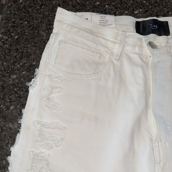 NWT 3 x 1 White Boyfriend Higher Ground Ripped Crop Jeans - Picture 7 of 12